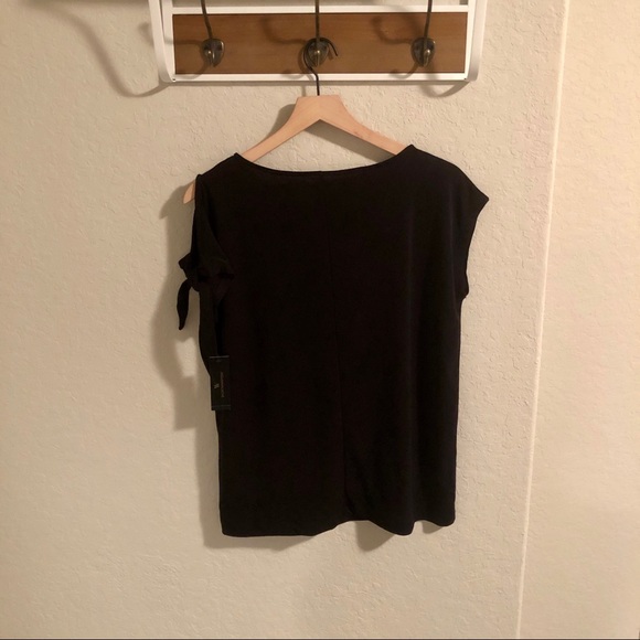 Worthington Black Cap Sleeve Medium Blouse - Picture 2 of 5